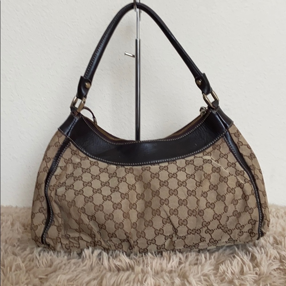 Auth Gucci Brown GG Monogram Abbey D-Ring Hobo Bag - Picture 8 of 16